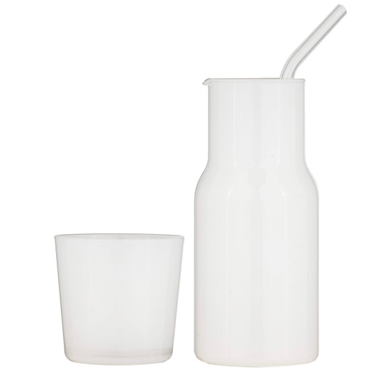 Alta - Carafe, Cup & Straw Set - White