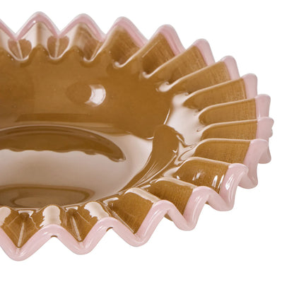 Amalfi - Sigrid Frill Dish Large 26x29x5cm - Mustard & Pink