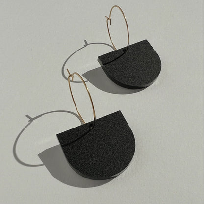 Mingled - Gold Hoop & Arch Dangle Earring - Matte Black