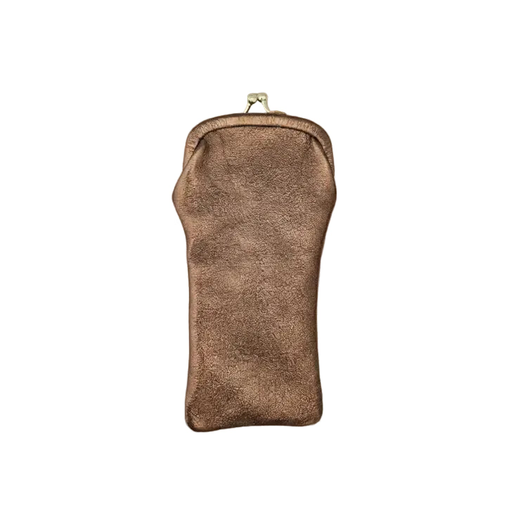 Leather Glasses Case With Retro Clasp - Nutty Brown