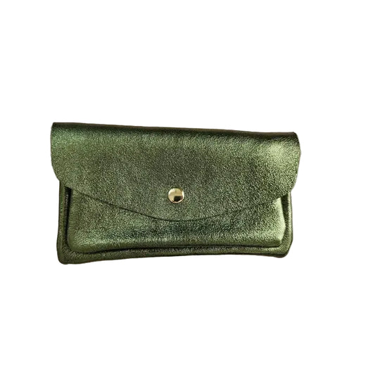 Leather Double Pocket Wallet - Persimmon