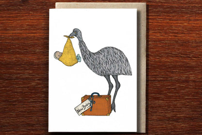 The Nonsense Maker - Greeting Card - Emu With A Baby