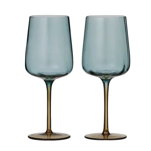 Assemble - Tallo Wine Glasses - Set Of 2 - 8.5x 21cm - Blue /amber
