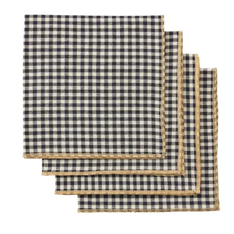 Assemble - Margot Cotton Napkin - Ivory Black - Set 4
