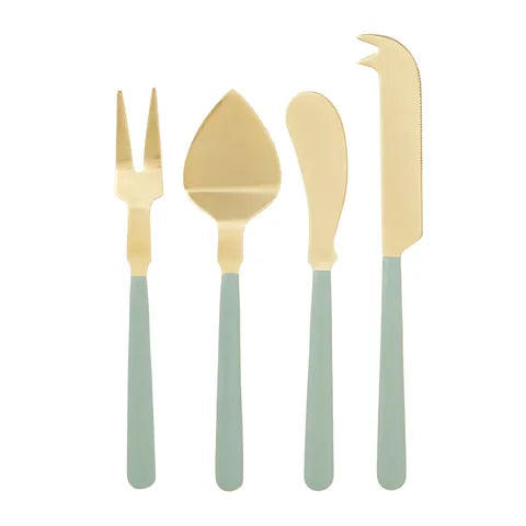 Assemble - Agen Cheese Knives - Set Of 4 - Gold/mint