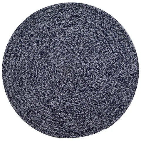 Assemble - Demi Cotton Placemat - Round - 38cm - Blue/white