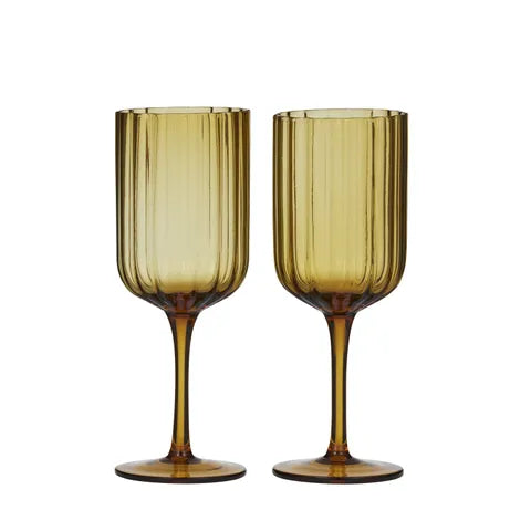 Casa - Hazel S/2 Wine Glass - Amber