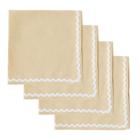 Casa - Orla S/4 Cotton Napkins - 40cm - Butter/ Ivory
