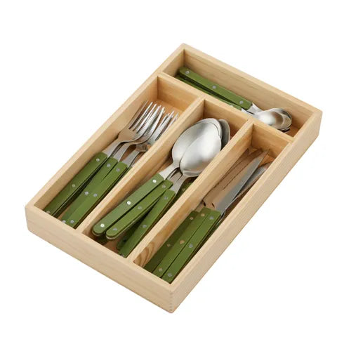 Assemble - Remy Cutlery Set - 24 Piece - Stainless Steel - Olive