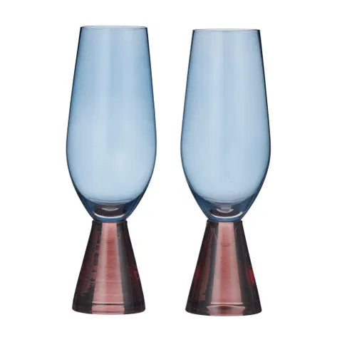 Assemble - Pyramid Flute - Set Of 2 - Russet/blue