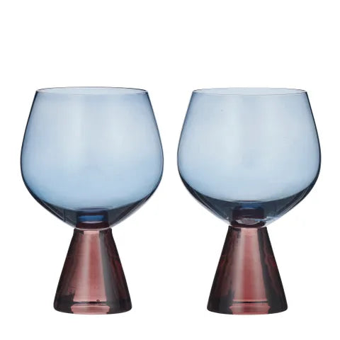 Assemble - Pyramid Goblet - Set Of 2 - Russet/blue - 6 X 18cm