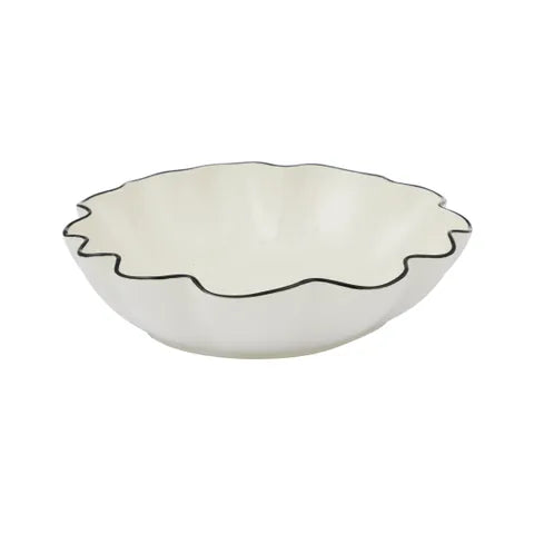 Casa - Winslow Ceramic Bowl -24x6cm - Ivory/black