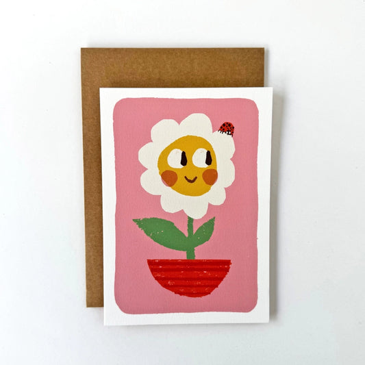 Florence Fry - Daisy Flower Pot Friend - Greeting Card