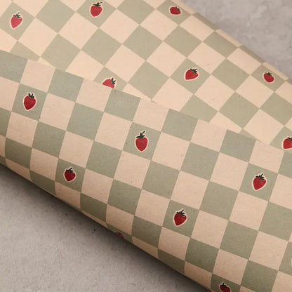 Katie Leamon - Strawberry Chequered - Wrapping Paper