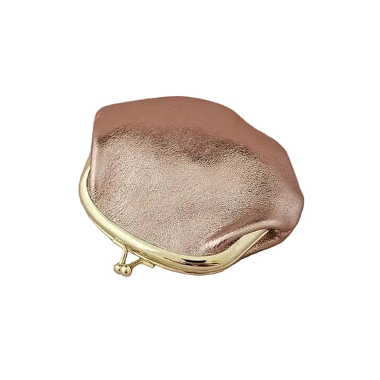 Leather Retro Clasp Purse - Nude