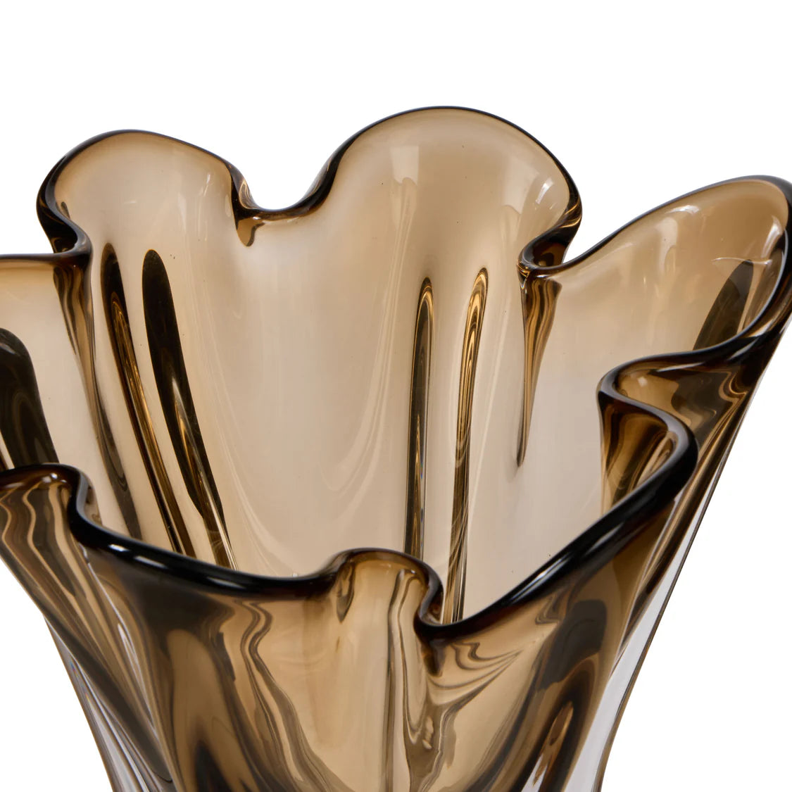 Amalfi - Wavy Glass Vase - Amber