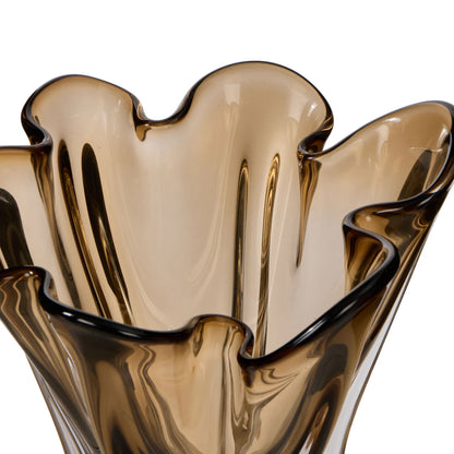 Amalfi - Wavy Glass Vase - Amber