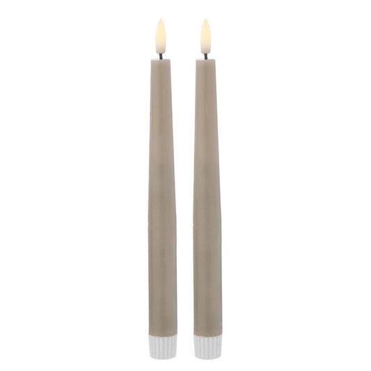 Amalfi - Set of 2 Hughe Led Taper Candles - Taupe