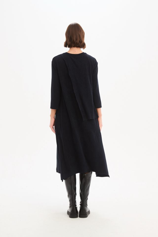 Tirelli - Overlay Panel Knit Dress - Navy