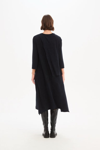 Tirelli - Overlay Panel Knit Dress - Navy