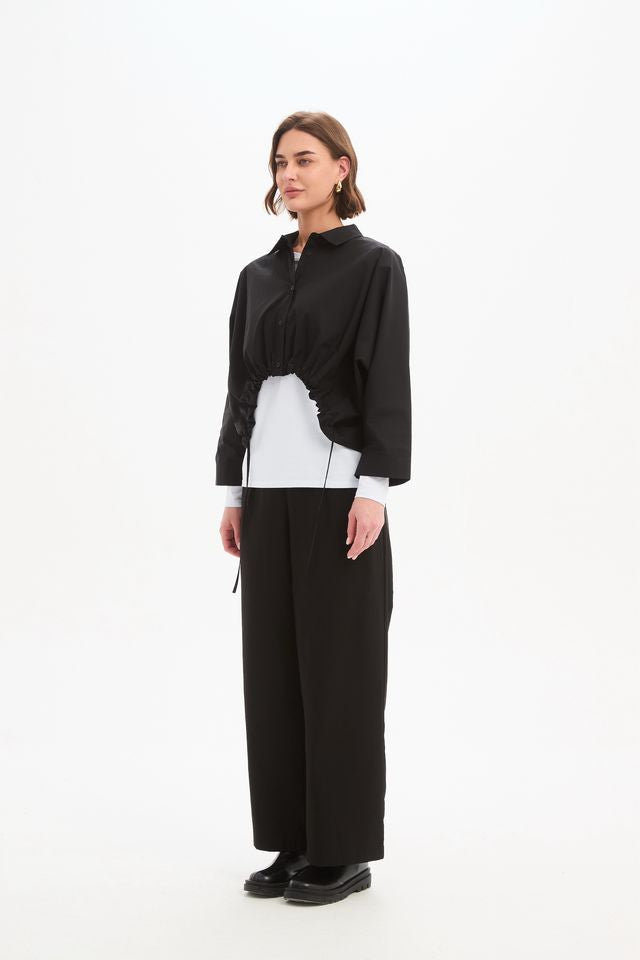 Tirelli - Wide Crop Poplin Overshirt - Black