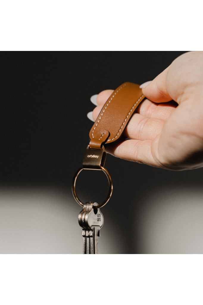Orbitkey - Loop Keychain Leather Caramel Mens