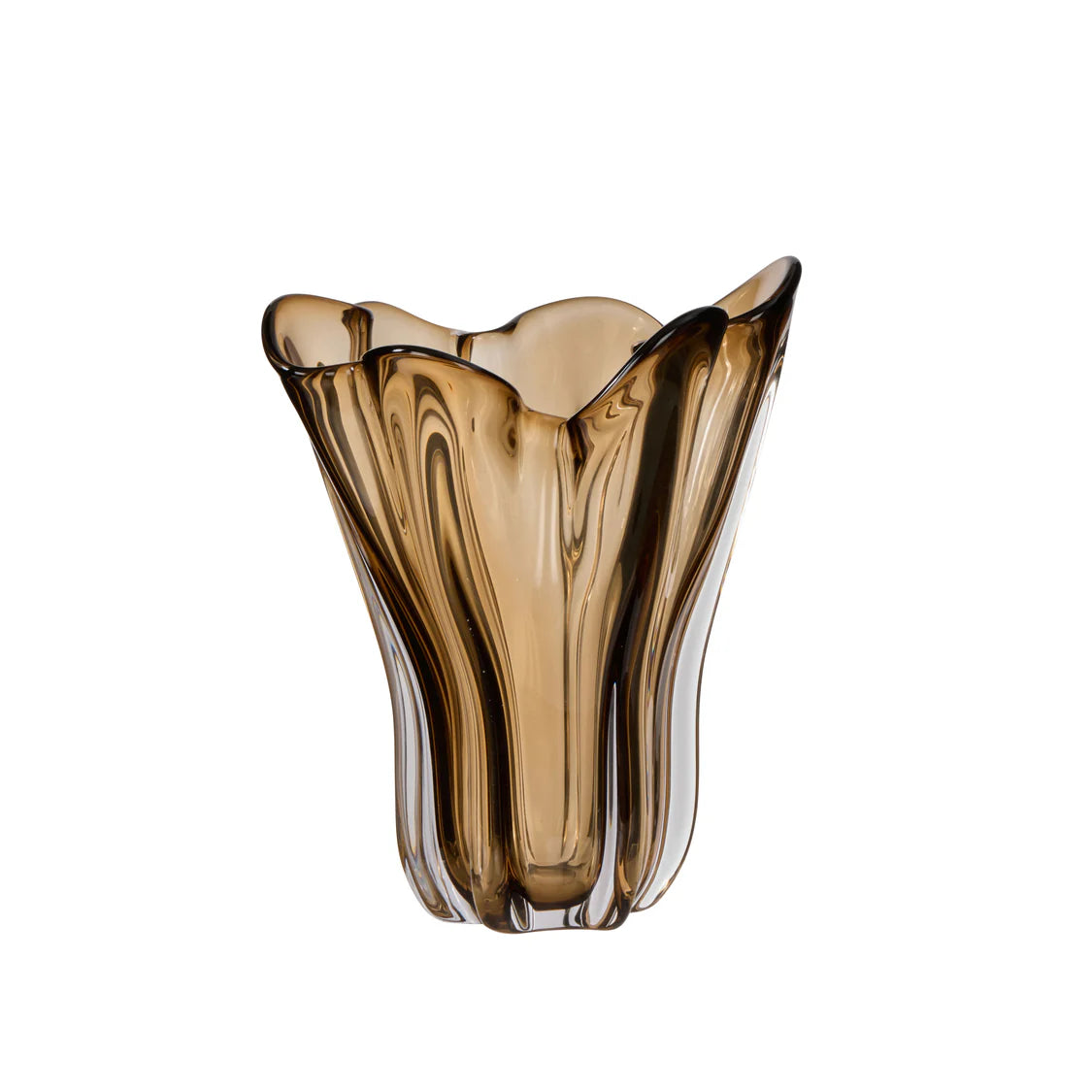 Amalfi - Wavy Glass Vase - Amber