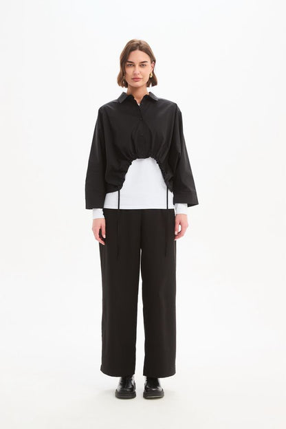 Tirelli - Wide Crop Poplin Overshirt - Black