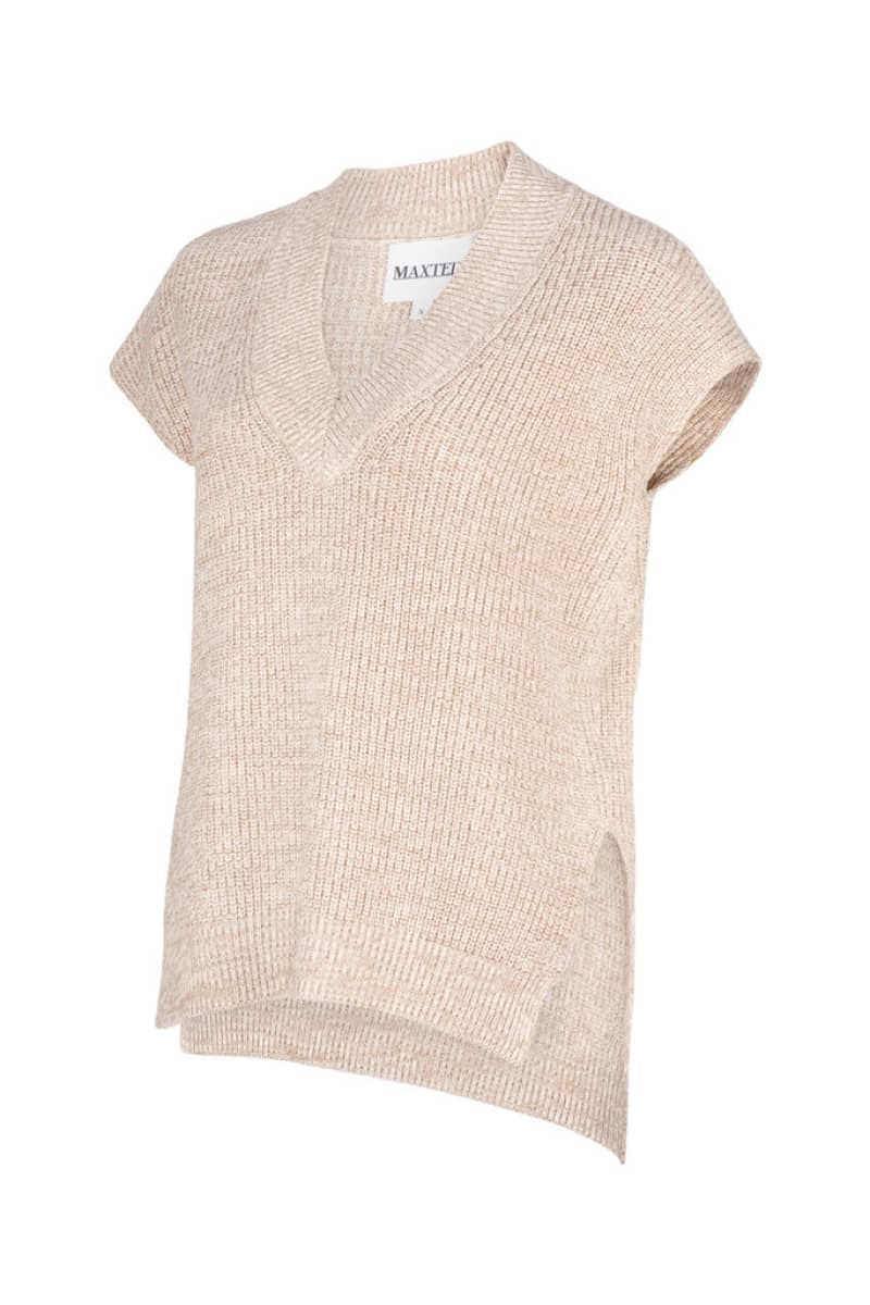 Maxted - Rib Knitted Vest - Oat Twist