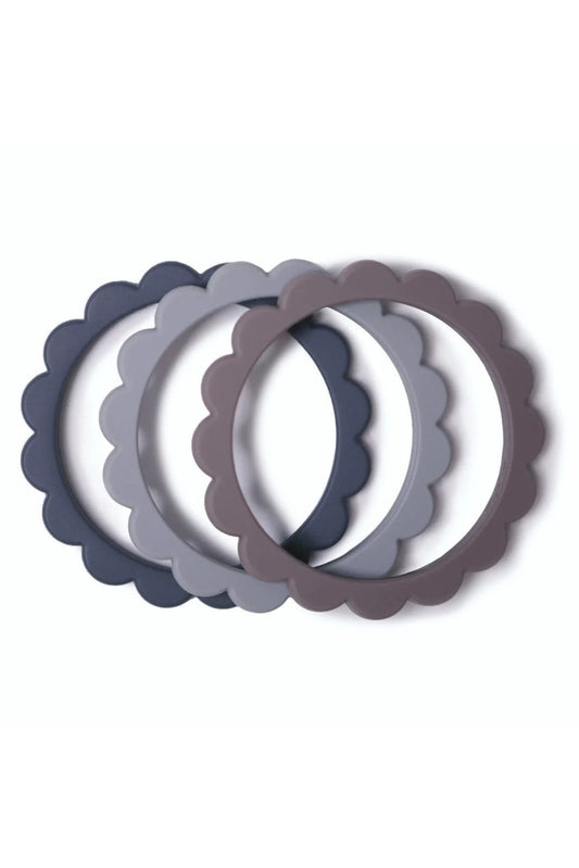 Mushie - Flower Bracelet 3/Pack Dove Grey/Steel/Stone Child
