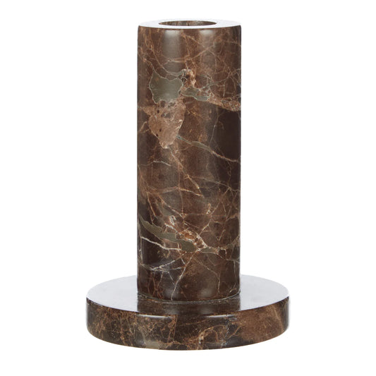 Albert Marble Candle Holder - 8 X 8 X 12cm - Brown