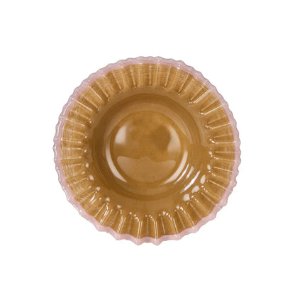 Amalfi - Sigrid Frill Dish Large 26x29x5cm - Mustard & Pink