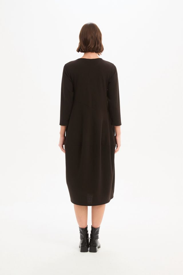 Tirelli - Diagonal Seam Knit Dress - Chocolate