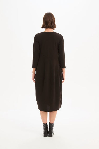 Tirelli - Diagonal Seam Knit Dress - Chocolate