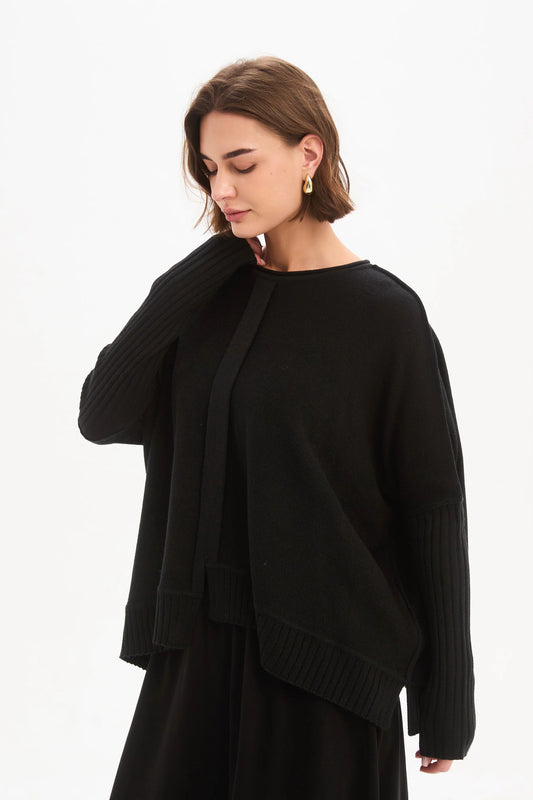 Tirelli - Boxy Rib Sleeve Knit - Black