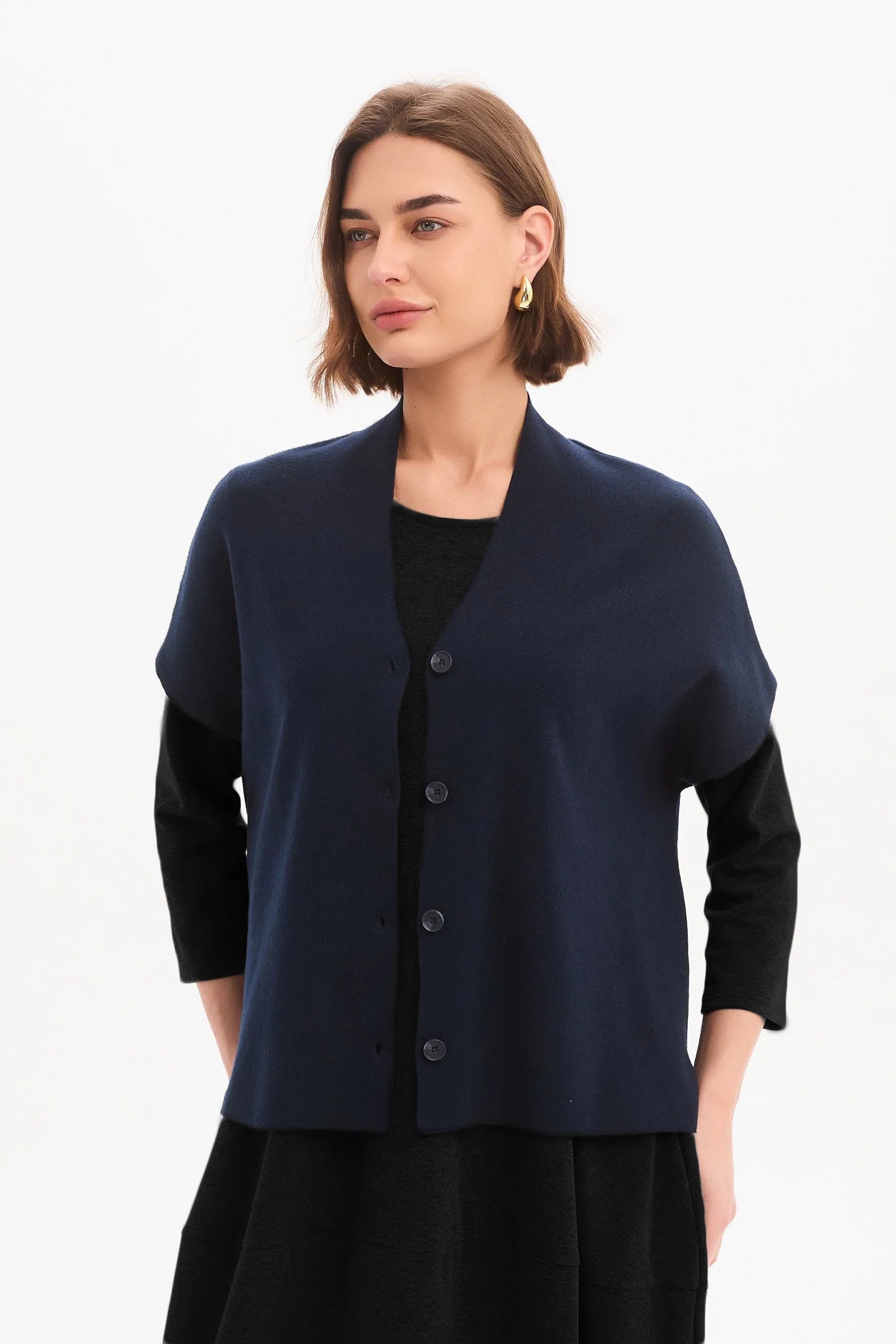 Tirelli - Button Up Knit Vest - Navy