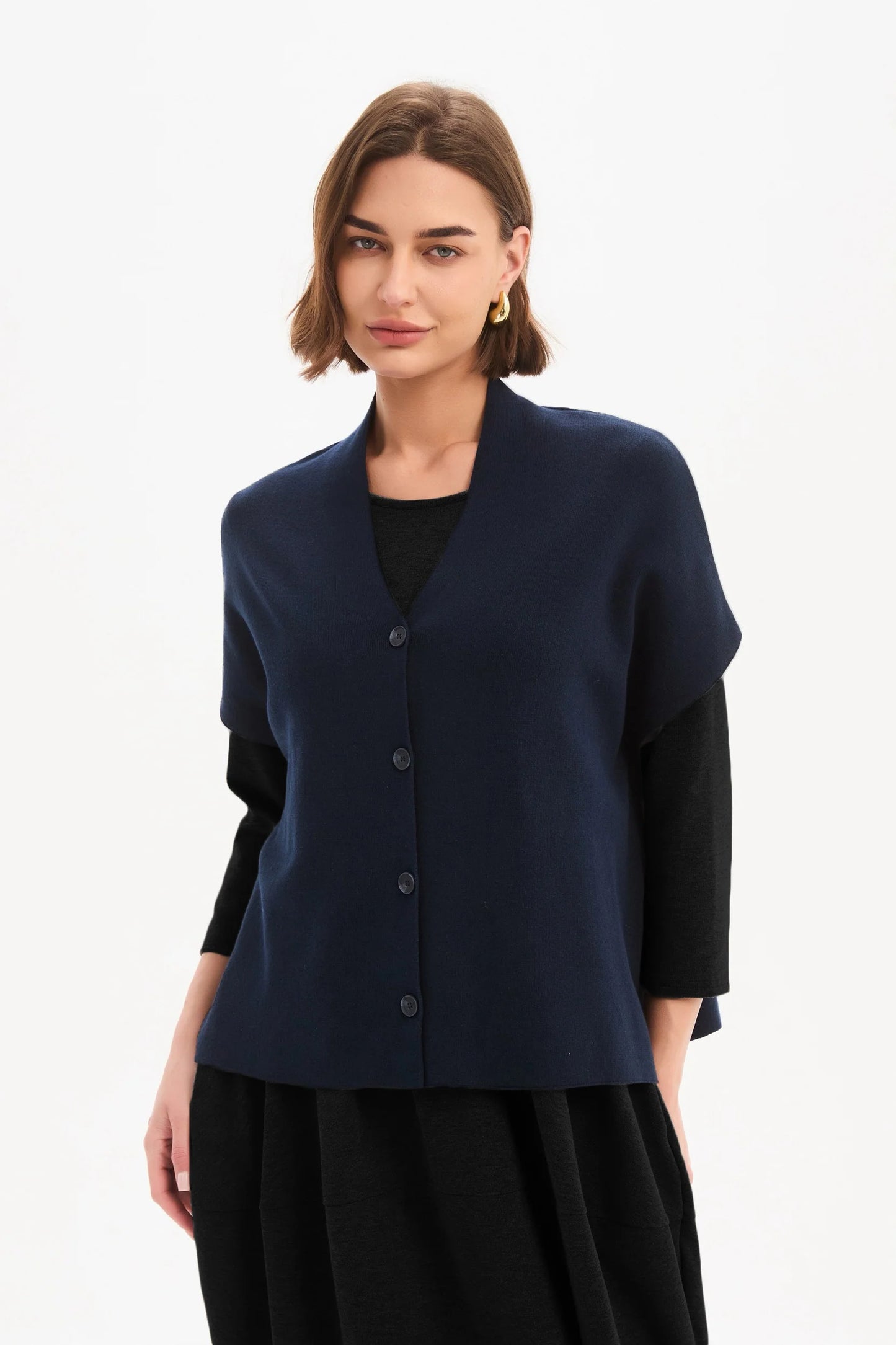Tirelli - Button Up Knit Vest - Navy