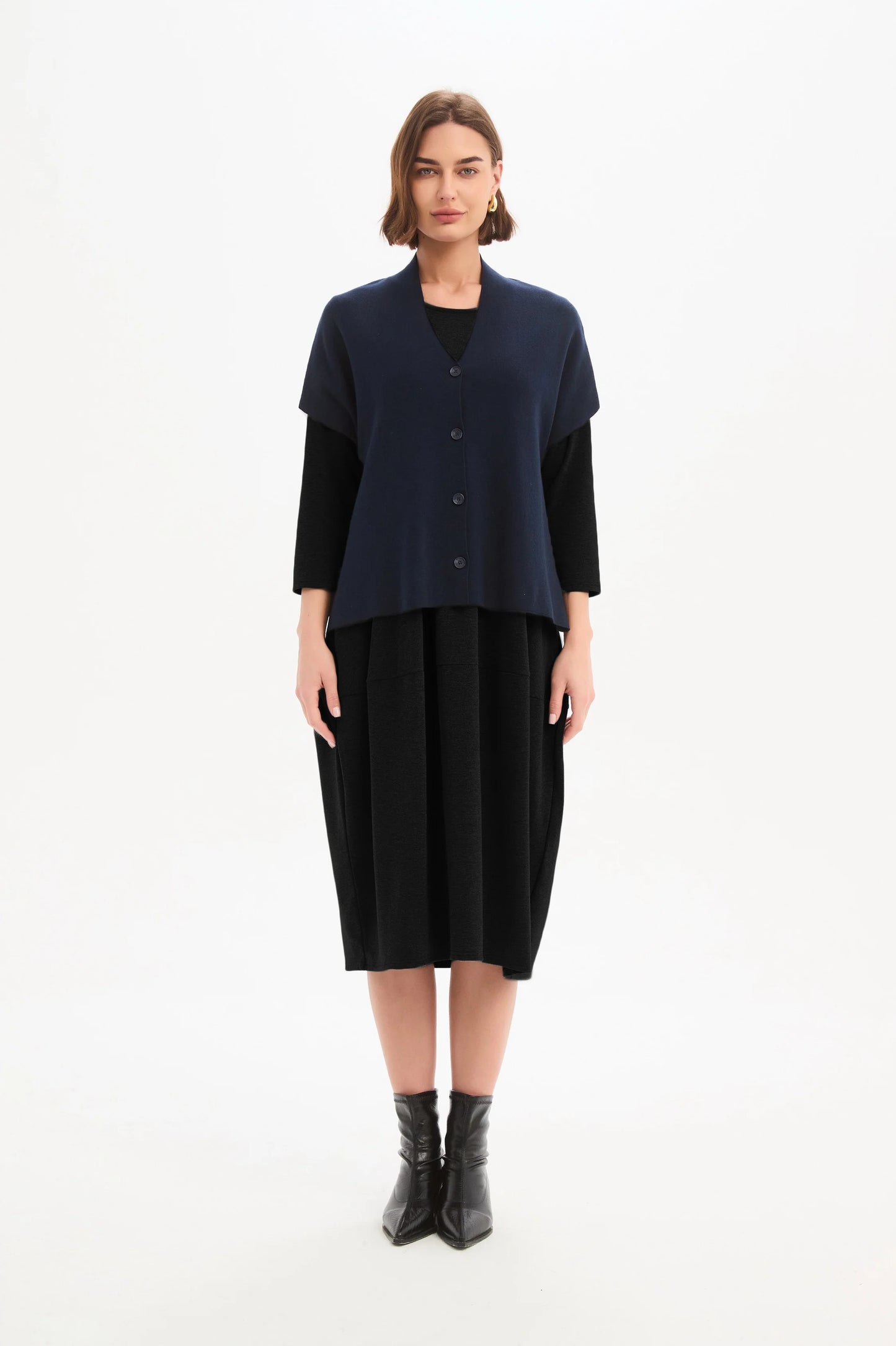 Tirelli - Button Up Knit Vest - Navy