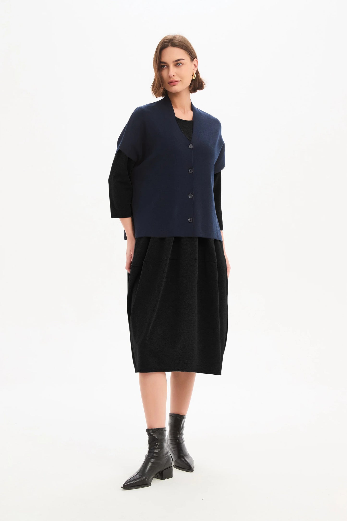 Tirelli - Button Up Knit Vest - Navy