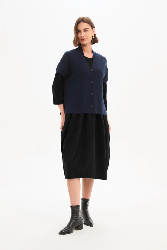 Tirelli - Button Up Knit Vest - Navy