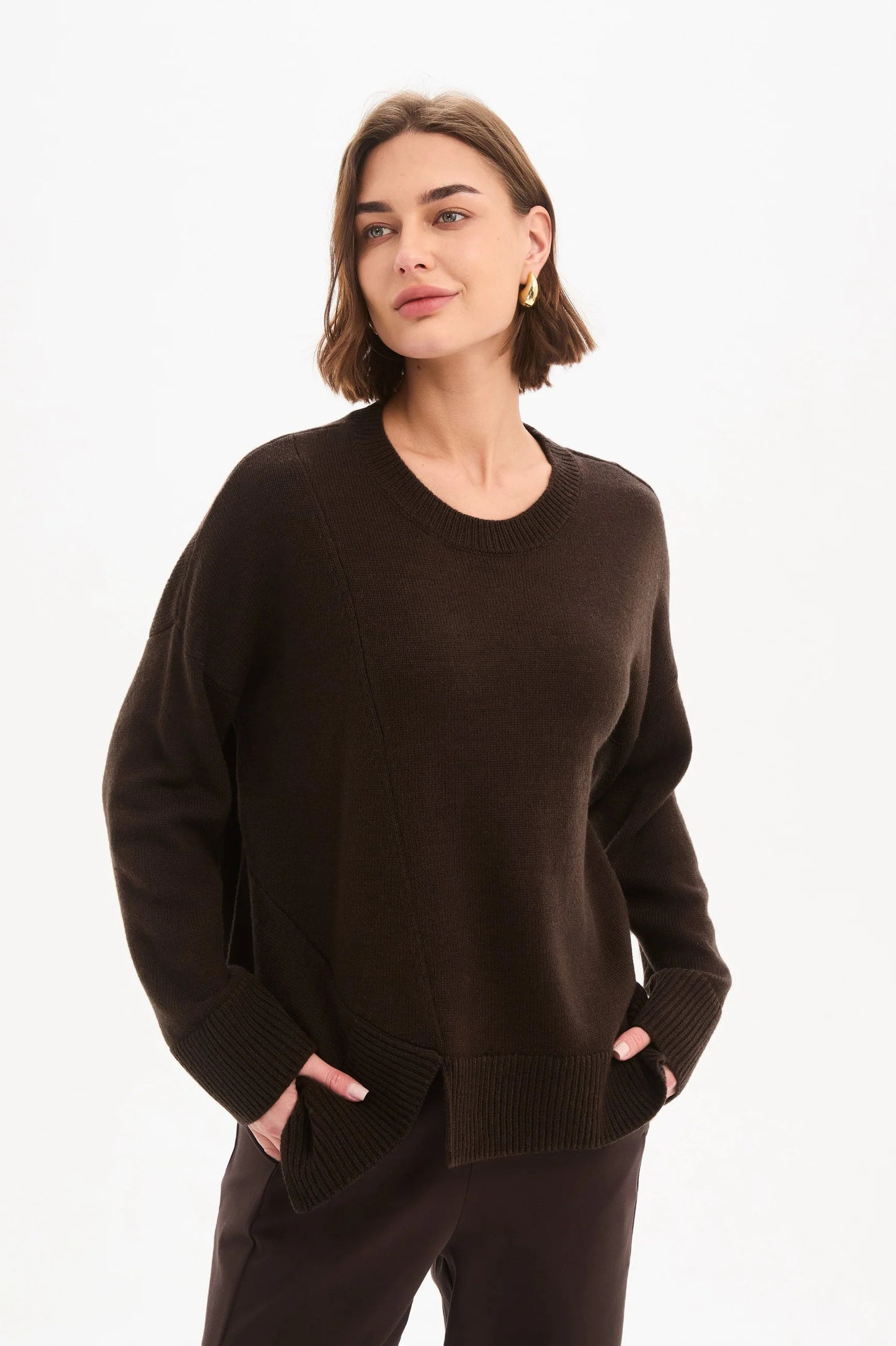 Tirelli - Textured Cuff Knit - Chocolate