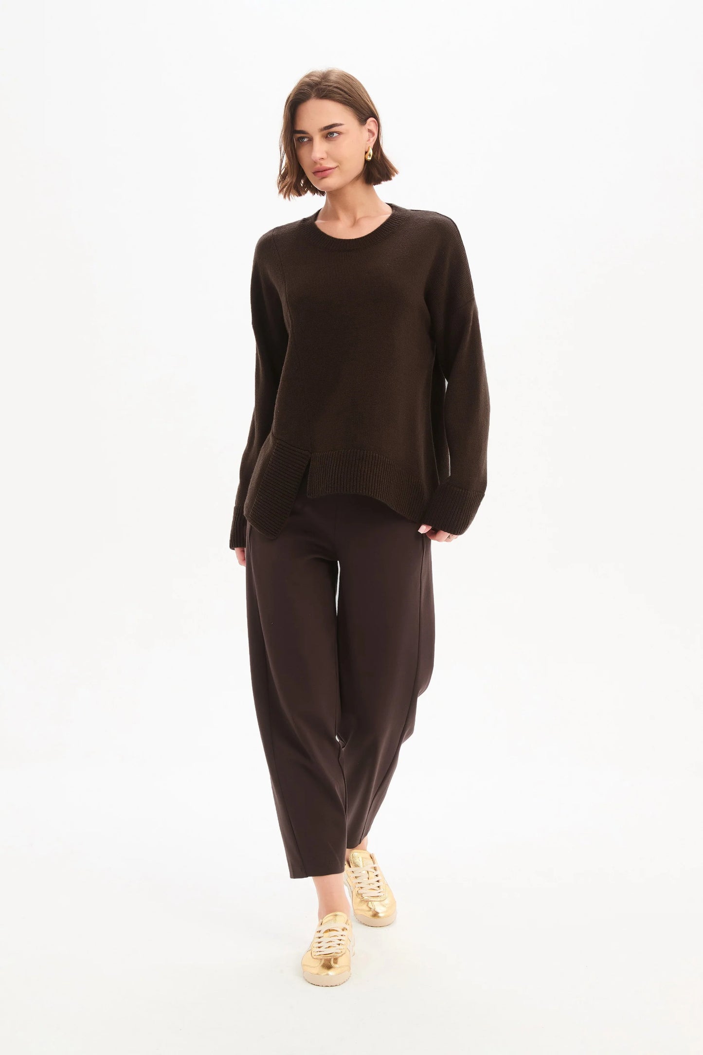 Tirelli - Textured Cuff Knit - Chocolate