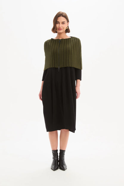 Tirelli - Zip Through Knit Shawl - Khaki