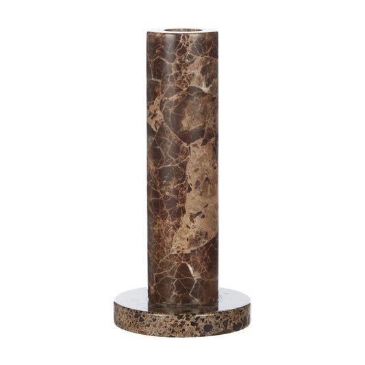 Albert Marble Candle Holder - 8 X 8 X 17cm - Brown