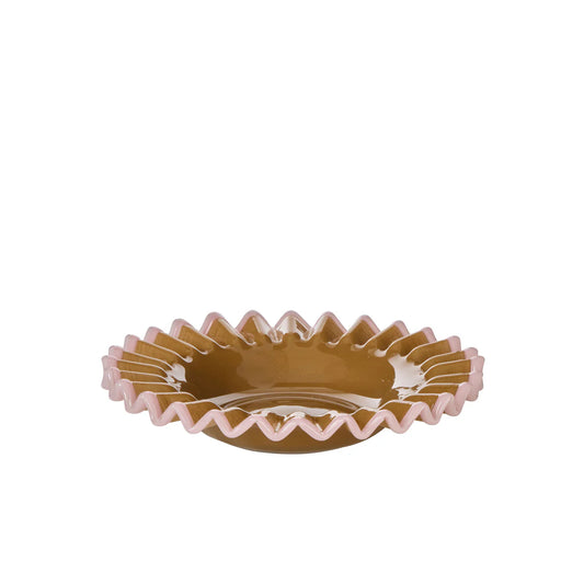 Amalfi - Sigrid Frill Dish Large 26x29x5cm - Mustard & Pink
