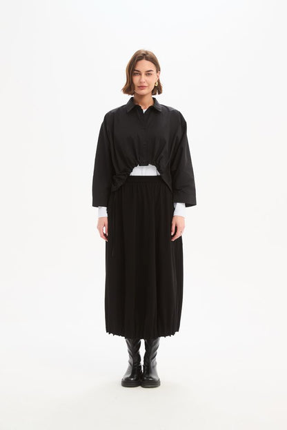Tirelli - Jersey Pin Tuck Hem Skirt - Black