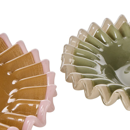 Amalfi - Sigrid Frill Dish Large 26x29x5cm - Mustard & Pink