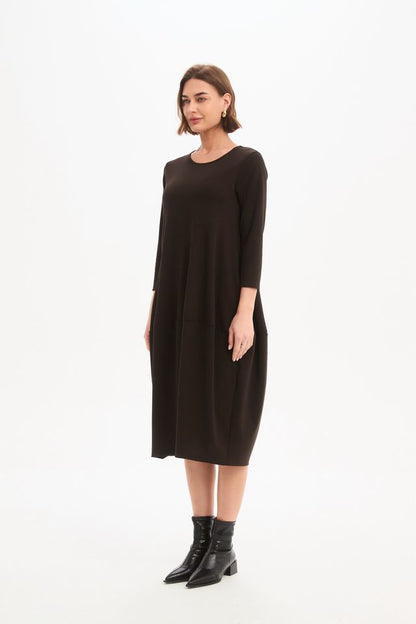 Tirelli - Diagonal Seam Knit Dress - Chocolate