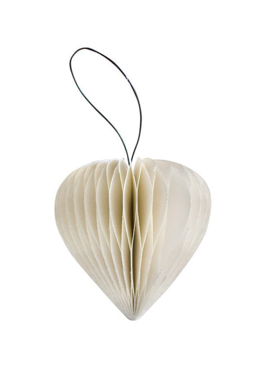 Nordic Rooms - Christmas Ornament Paper Heart With Silver Glitter Edge 9Cm Off White Home & Garden >