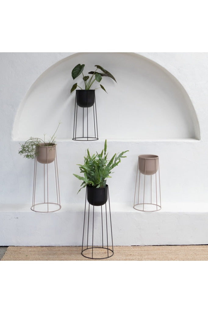 Willa Metal Planter Pot - 30 X 64Cm Warm Grey